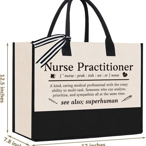 Nurse Tote Bag Canvas Gift for Women Nurse Practitioner Appreciation - Picture 3 of 6